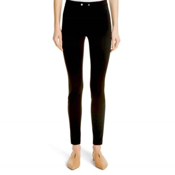 VINCE Skinny Pants SIZE 4 Black Stretch Ponte Ankle Trousers FLAW - Picture 1 of 14